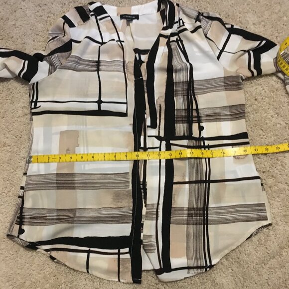 le chateau Abstract Colourblock Print Semi Sheer Button Down Tunic Blouse - Picture 12 of 16